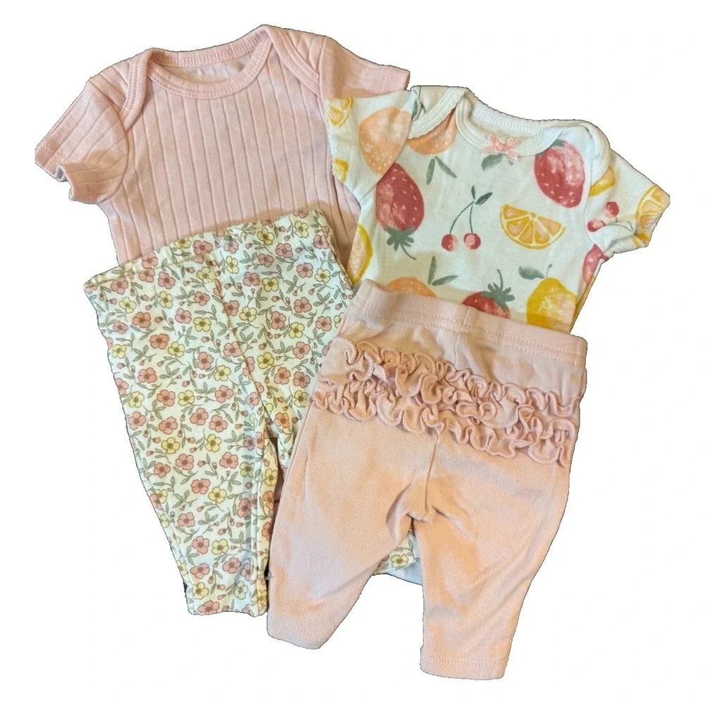 Carters Baby Newborn Girl Bodysuits Pants Outfits Ruffled Bottom Fruit Solid